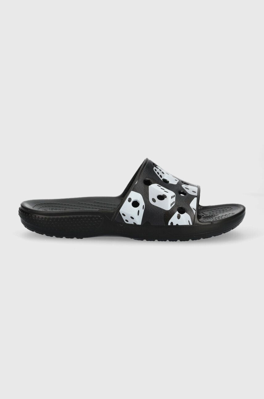 Crocs Natikači Classic Dice Print Slide ženski črna barva 208769 - Pepit.si