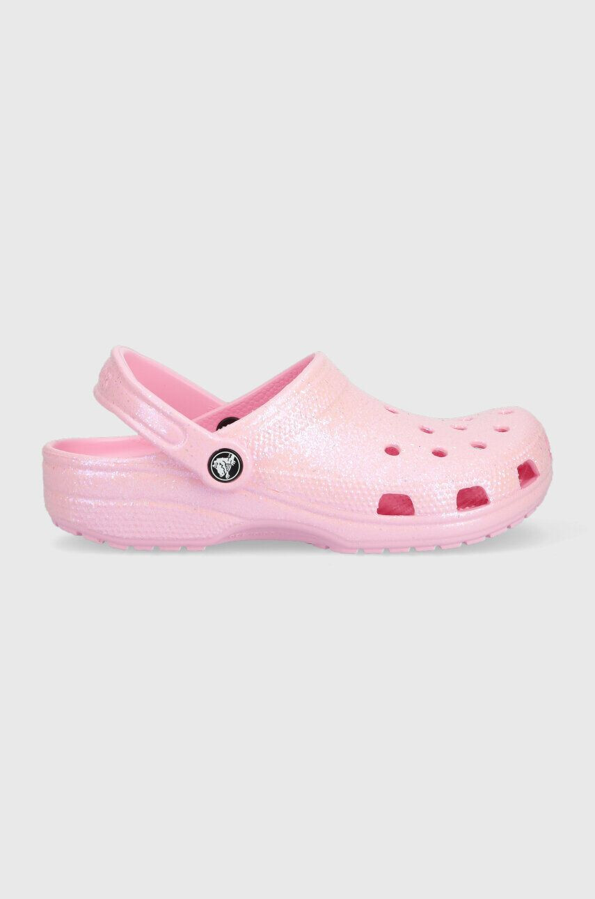 Crocs Natikači Classic Glitter Clog ženski roza barva 205942 - Pepit.si