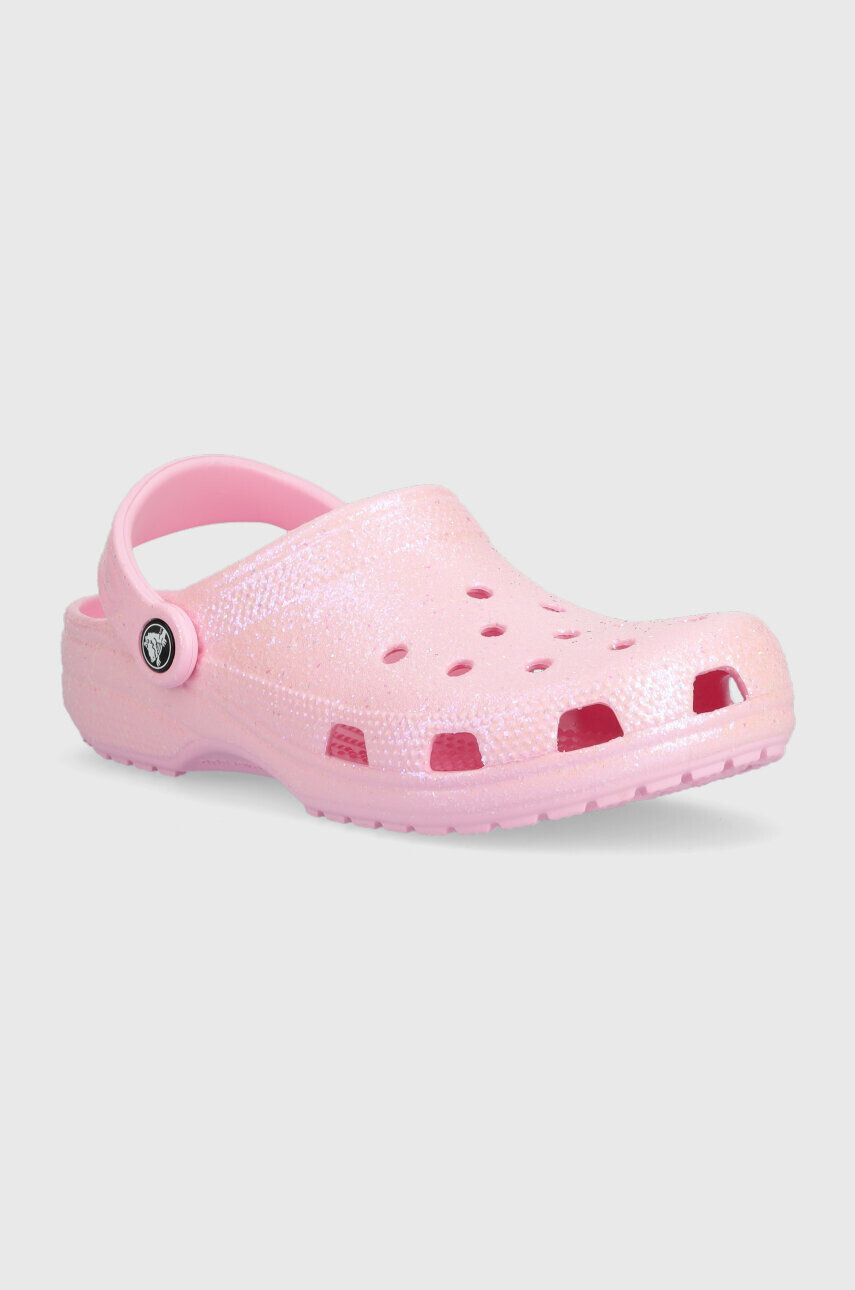 Crocs Natikači Classic Glitter Clog ženski roza barva 205942 - Pepit.si