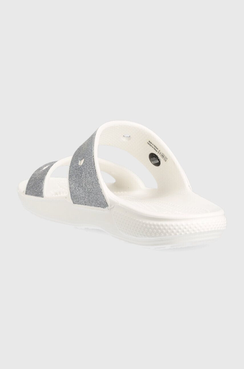 Crocs Natikači Classic Glitter II Sandal ženski srebrna barva 207769 - Pepit.si