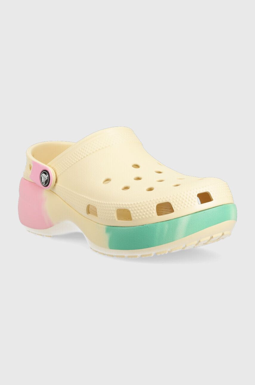 Crocs Natikači Classic Platform Ombre Clog ženski bež barva 208278 - Pepit.si