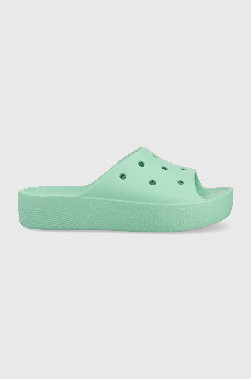 Crocs Natikači Classic Platform Slide ženski turkizna barva 208180 - Pepit.si