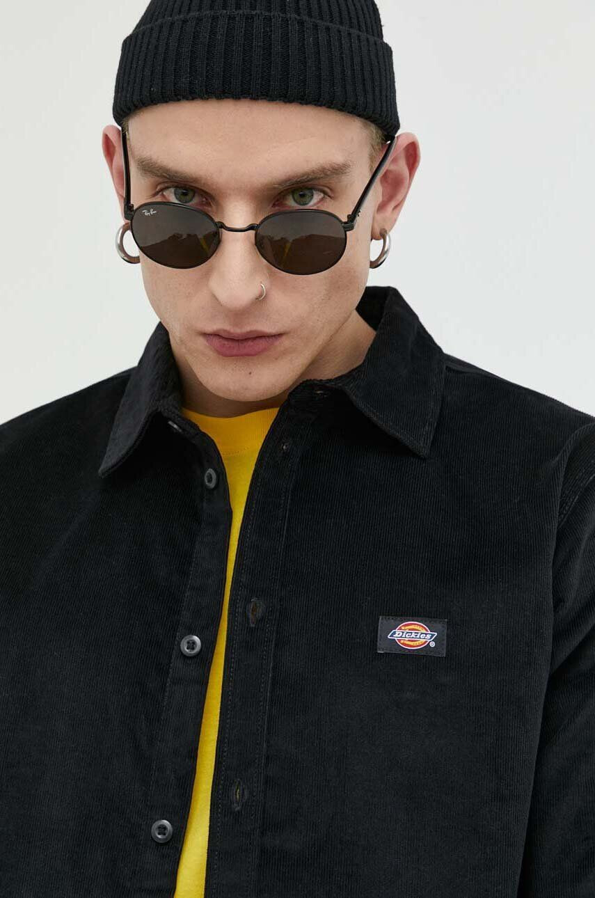 Dickies Srajca iz rebrastega žameta črna barva - Pepit.si