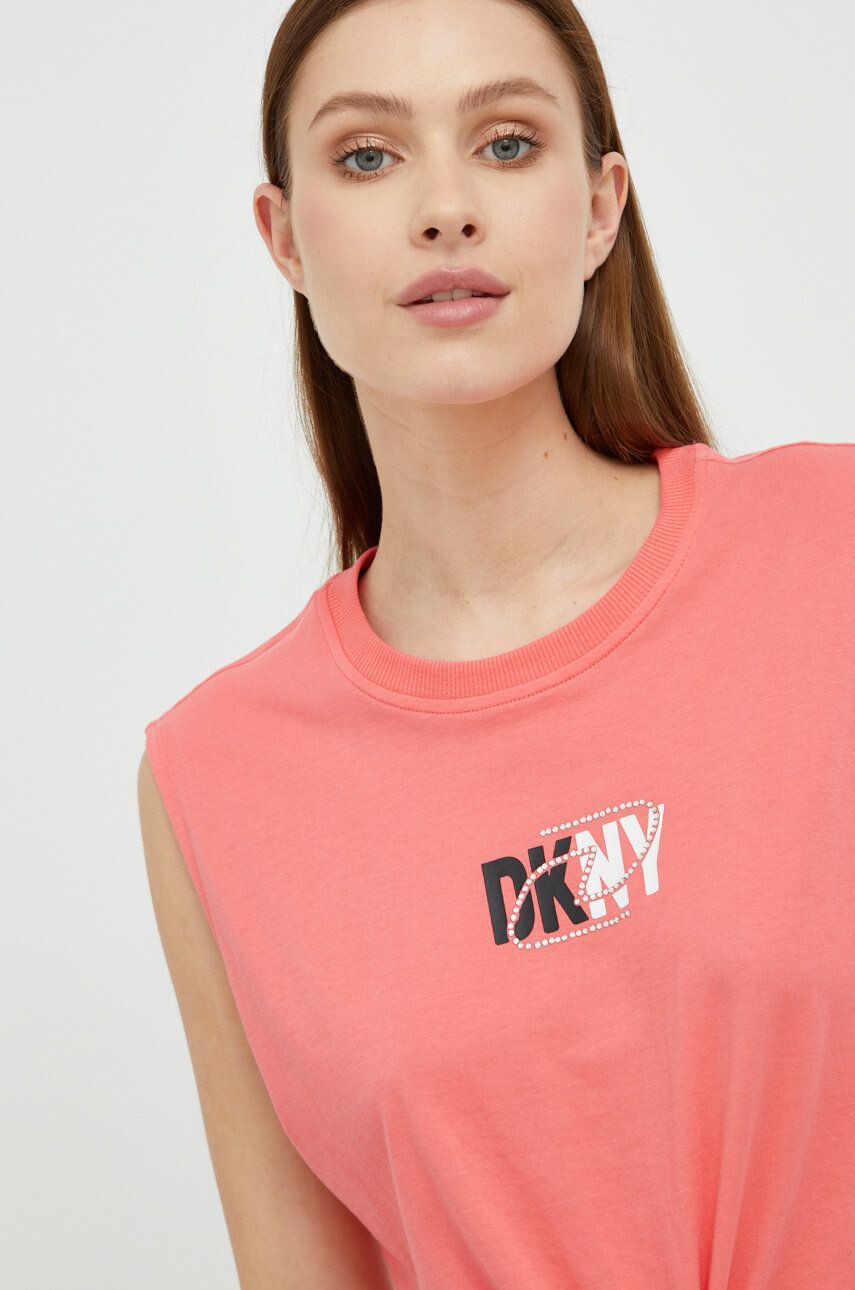 DKNY Bombažen top roza barva - Pepit.si