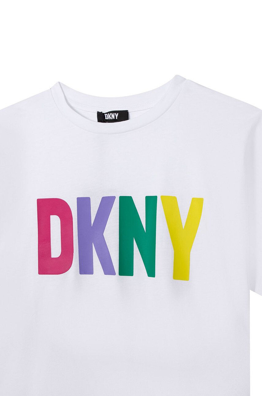 DKNY Otroška bombažna kratka majica bela barva - Pepit.si