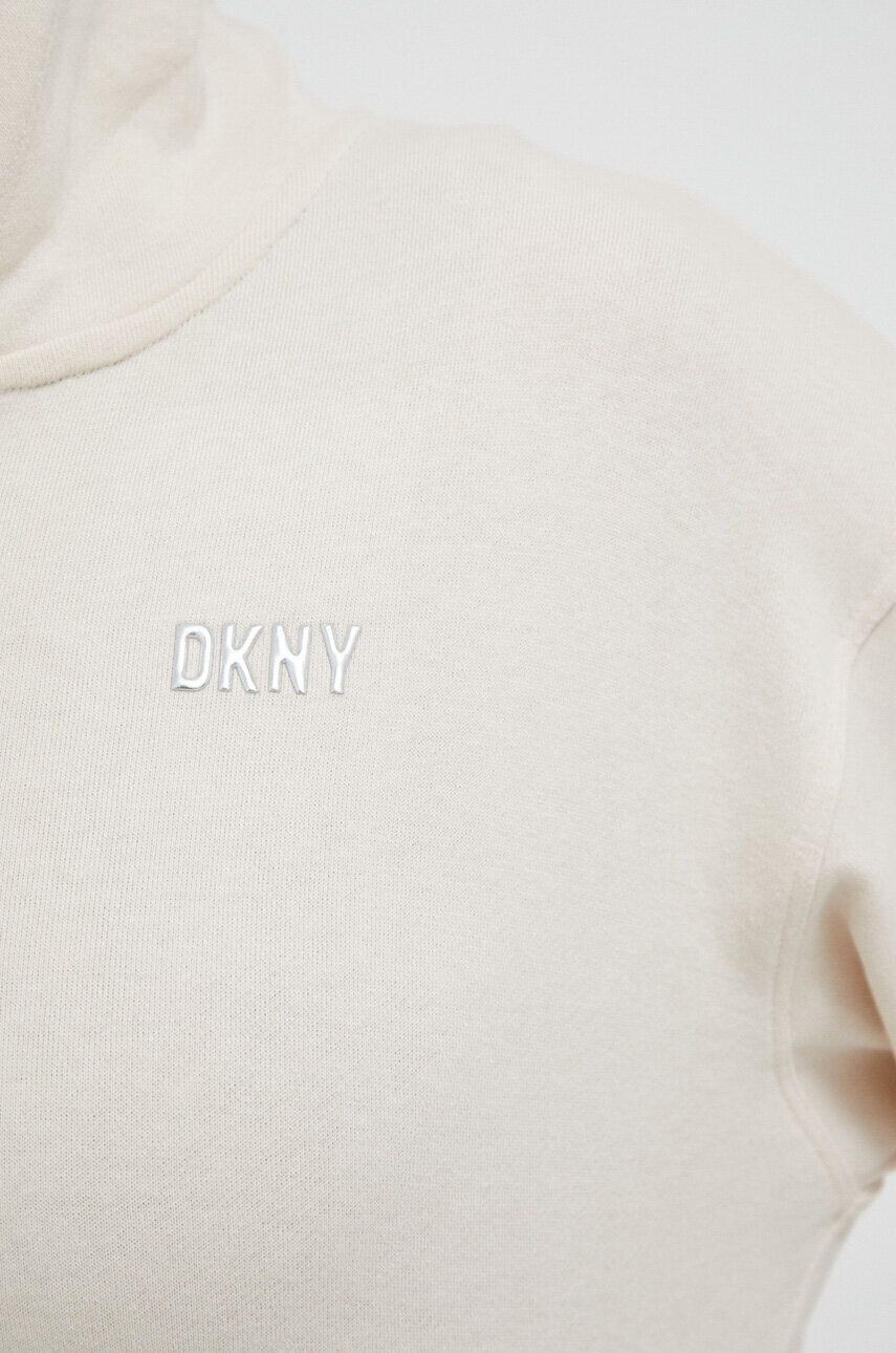 DKNY Pulover ženska bež barva s kapuco - Pepit.si