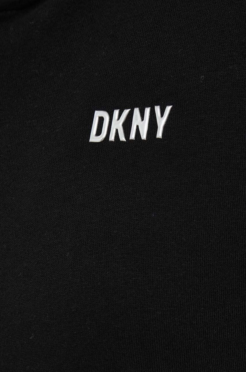 DKNY Pulover ženska črna barva s kapuco - Pepit.si