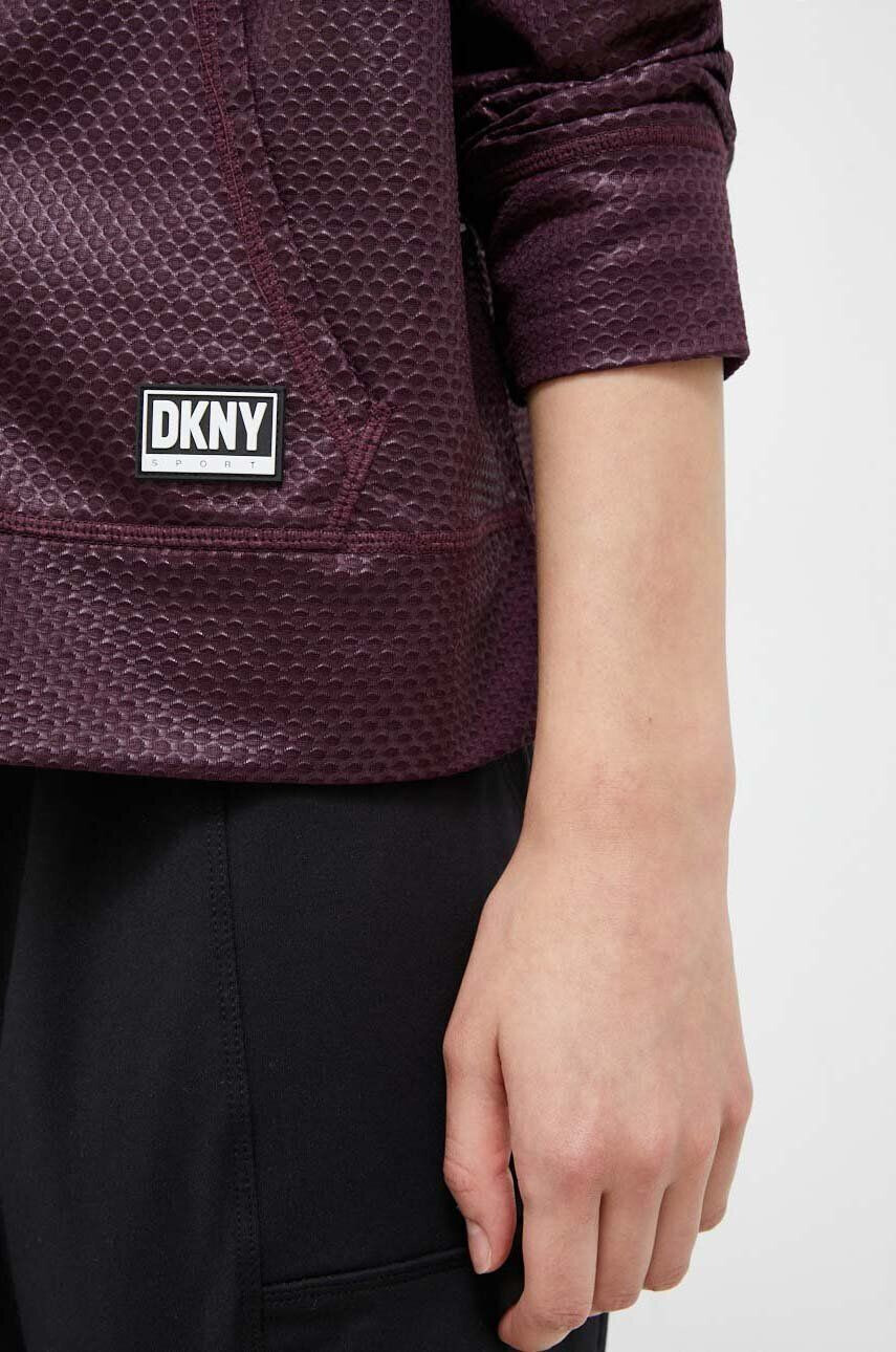 DKNY Pulover ženska bordo barva s kapuco - Pepit.si