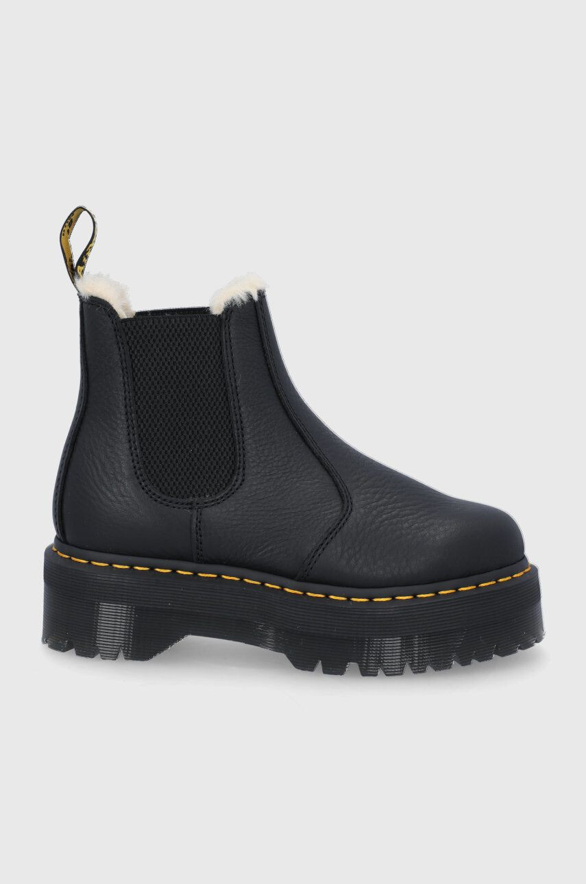 Dr. Martens Usnjeni chelsea 2976 Quad Fl ženski črna barva - Pepit.si