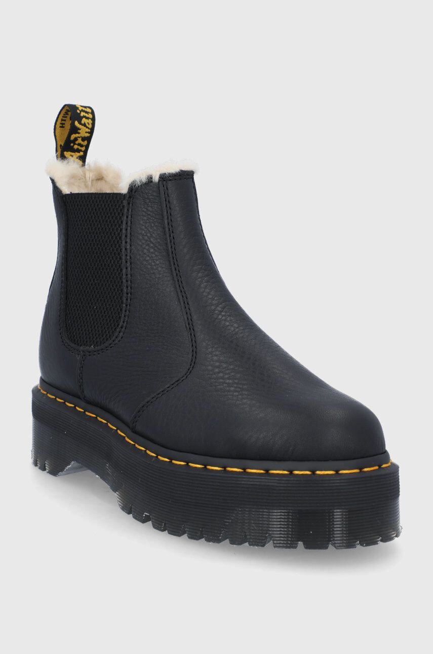 Dr. Martens Usnjeni chelsea 2976 Quad Fl ženski črna barva - Pepit.si