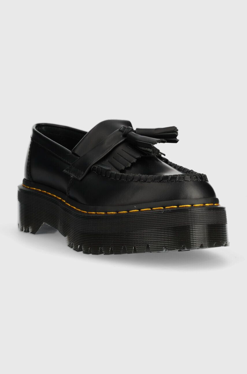 Dr. Martens Usnjeni mokasini Adrian Quad ženski črna barva DM27989001 - Pepit.si