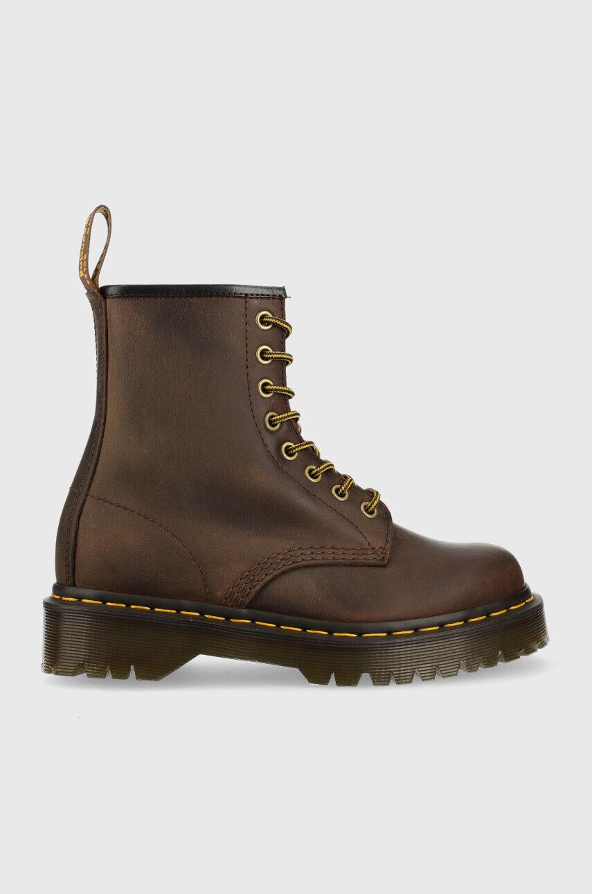 Dr. Martens Usnjeni nizki škornji 1460 Bex ženski rjava barva - Pepit.si