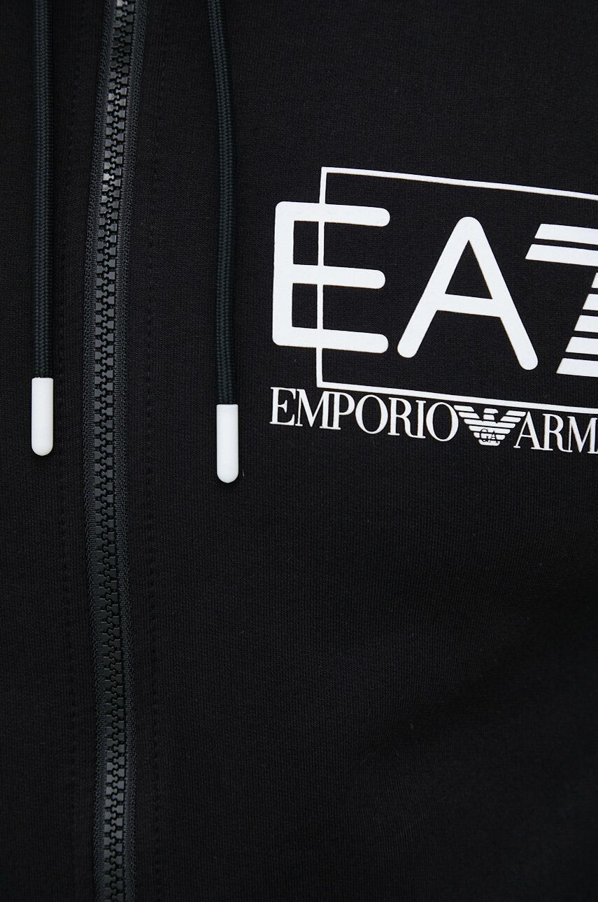 EA7 Emporio Armani Bluza moška črna barva s kapuco - Pepit.si