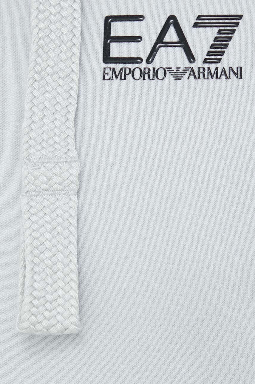 EA7 Emporio Armani Bombažen pulover moška črna barva s kapuco - Pepit.si