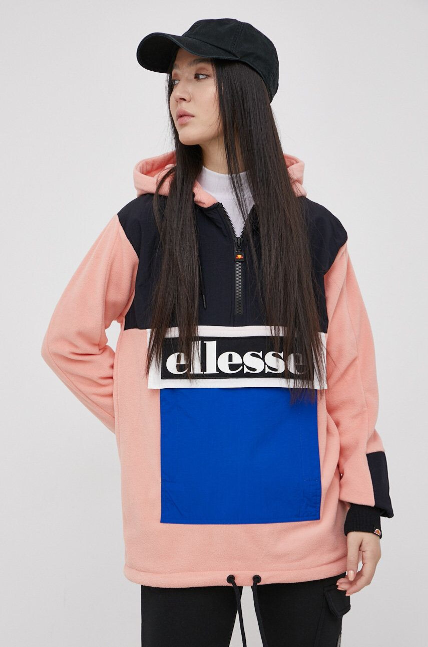 Ellesse Pulover ženska oranžna barva s kapuco - Pepit.si