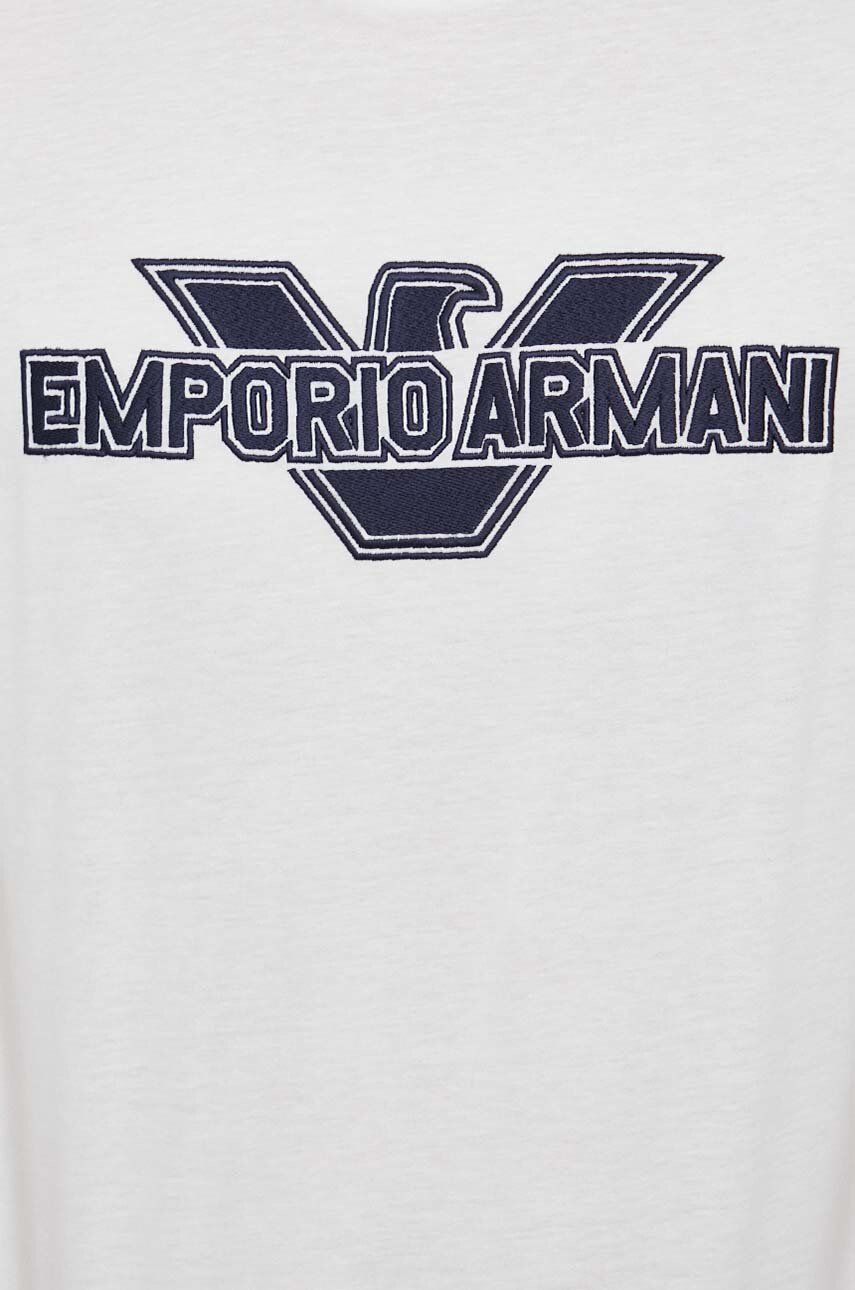 Emporio Armani Bombažna kratka majica bež barva - Pepit.si