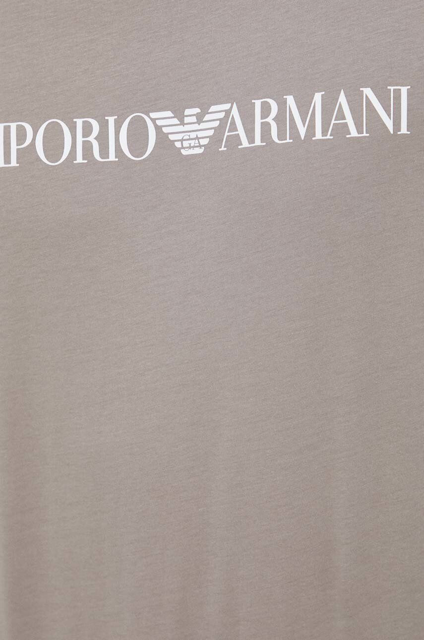 Emporio Armani Bombažna kratka majica bež barva - Pepit.si