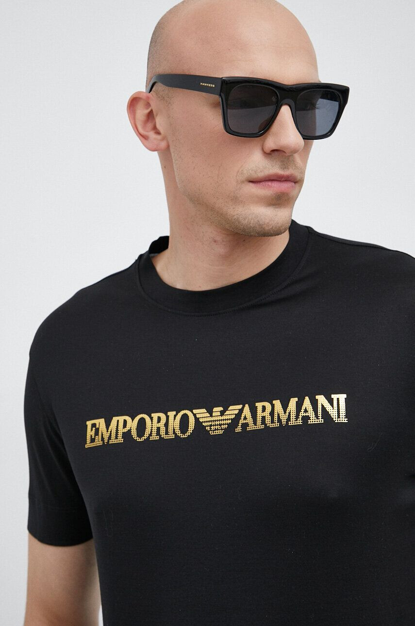 Emporio Armani Kratka majica moški črna barva - Pepit.si