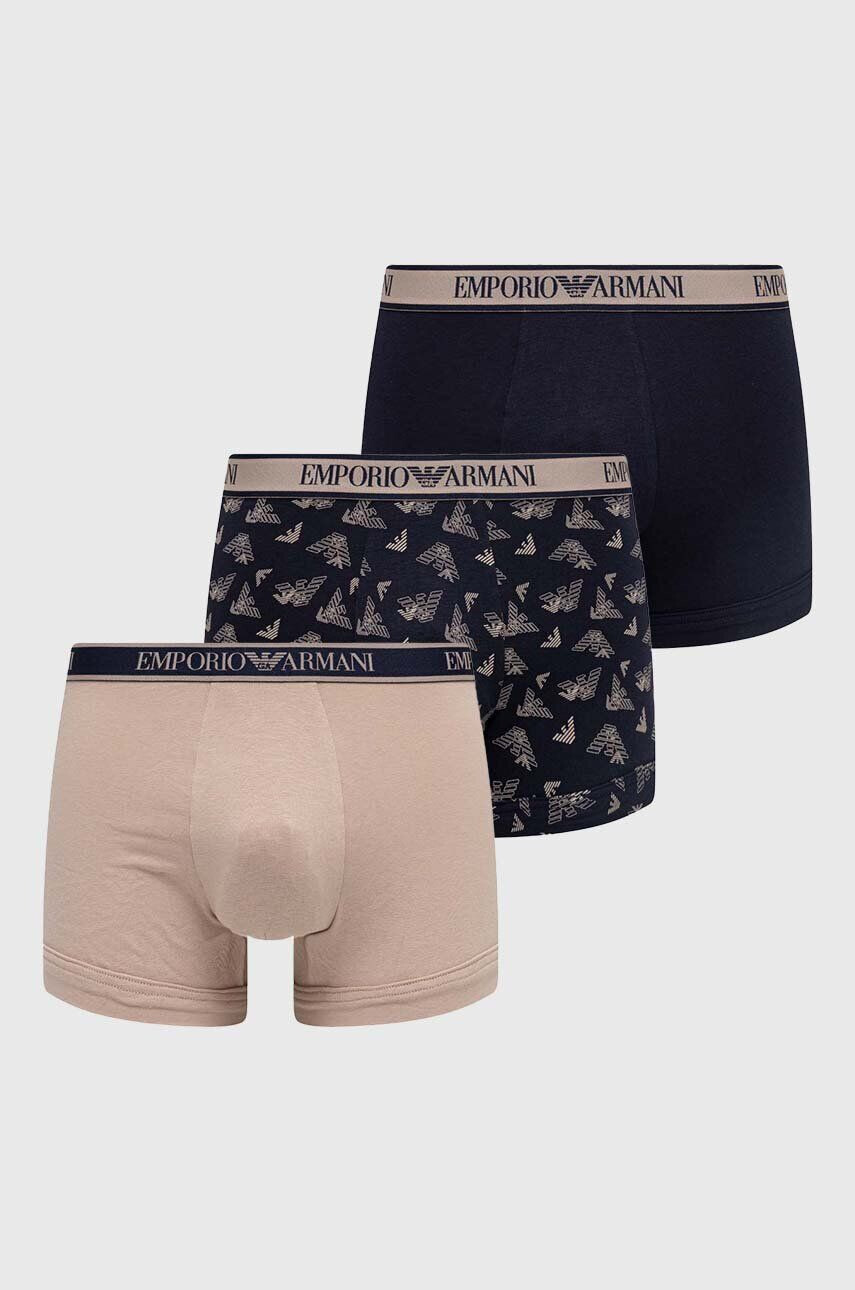 Emporio Armani Underwear Boksarice 3-pack moški bež barva - Pepit.si