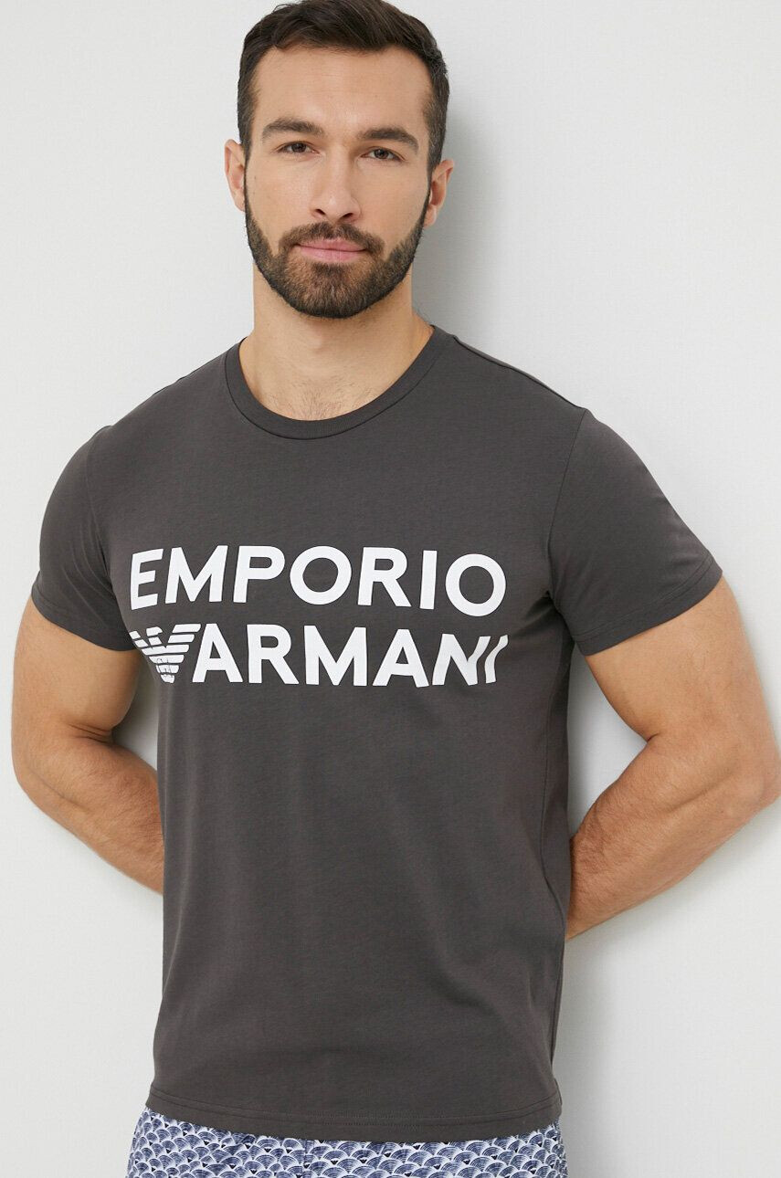 Emporio Armani Underwear Bombažen pižama t-shirt siva barva - Pepit.si