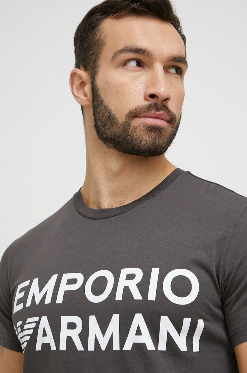 Emporio Armani Underwear Bombažen pižama t-shirt siva barva - Pepit.si