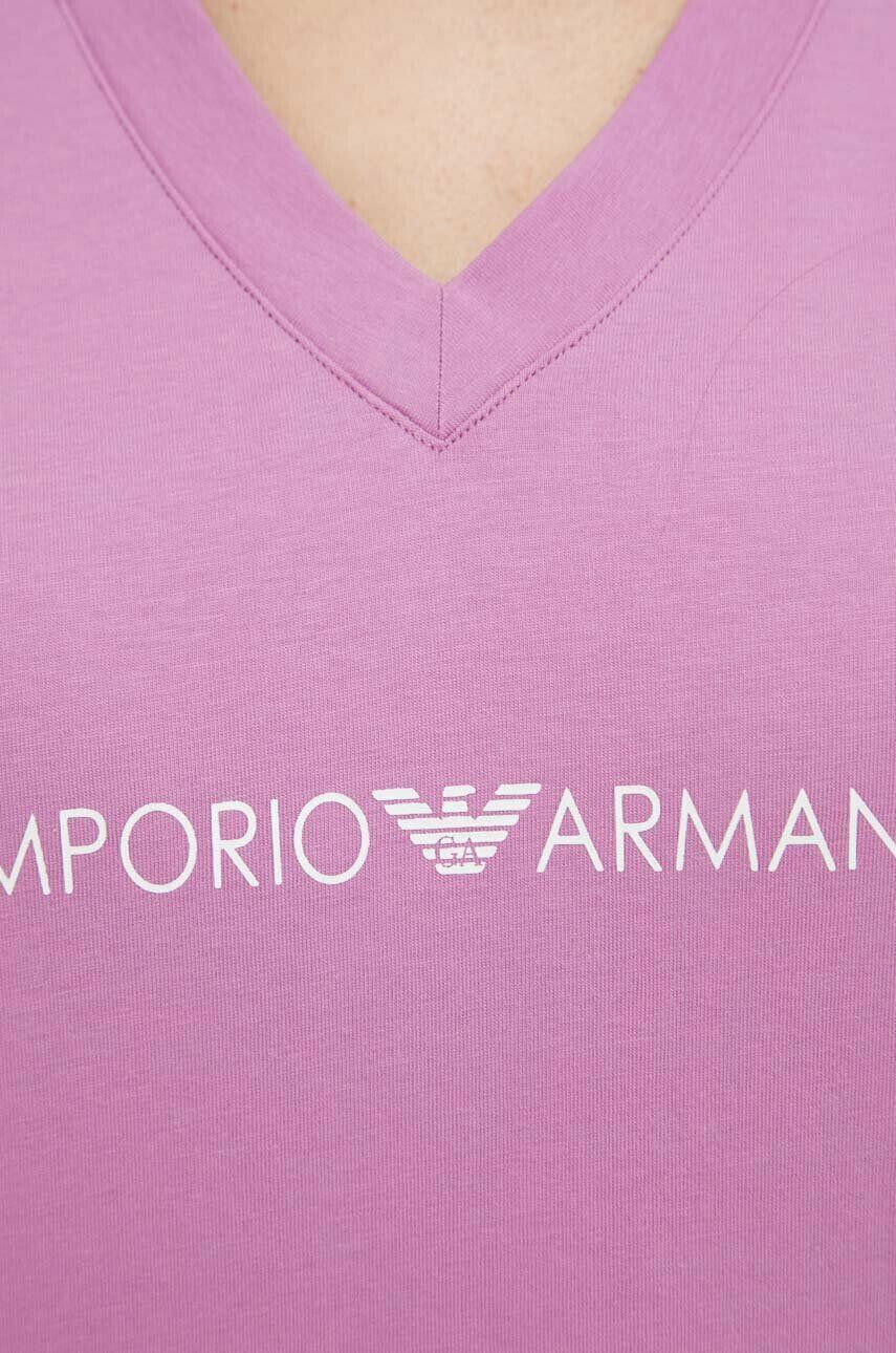 Emporio Armani Underwear Bombažna kratka majica vijolična barva - Pepit.si