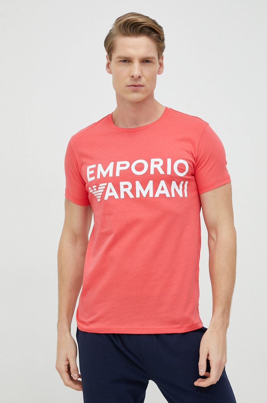 Emporio Armani Underwear Bombažen pižama t-shirt črna barva - Pepit.si