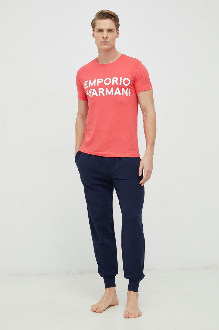 Emporio Armani Underwear Bombažen pižama t-shirt črna barva - Pepit.si