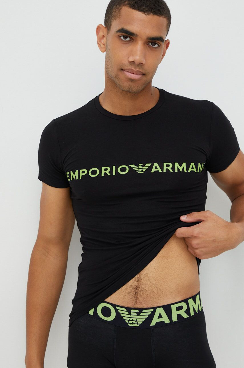 Emporio Armani Underwear Pižama moška črna barva - Pepit.si