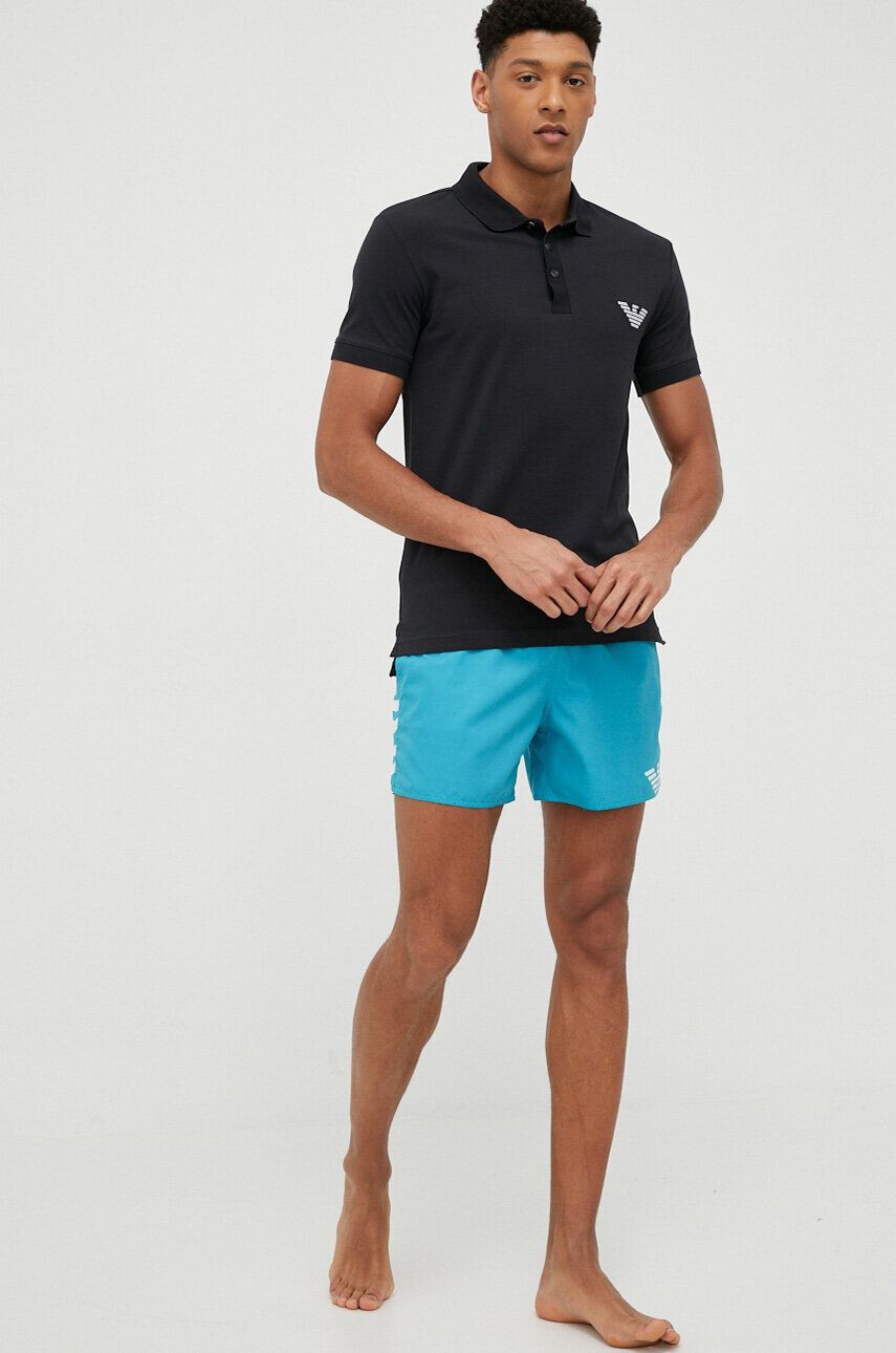 Emporio Armani Underwear Polo pižama črna barva - Pepit.si