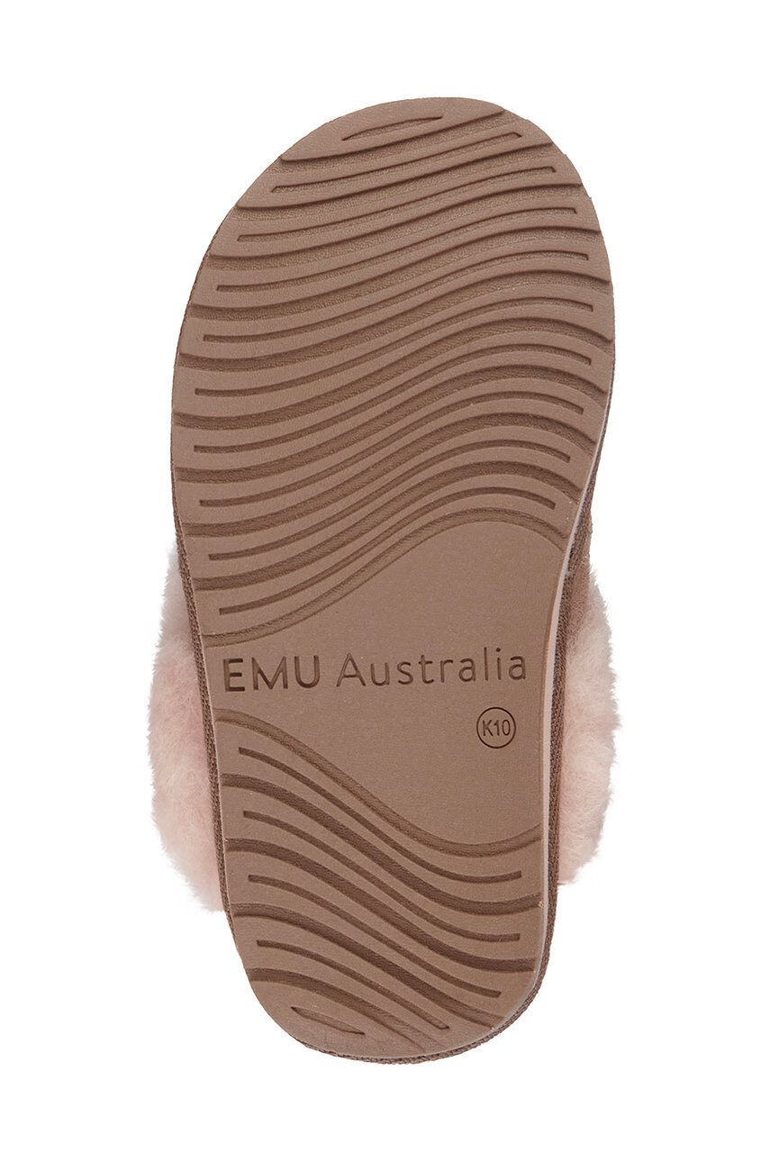 Emu Australia Otroški copati iz semiša Doe Slipper rjava barva - Pepit.si