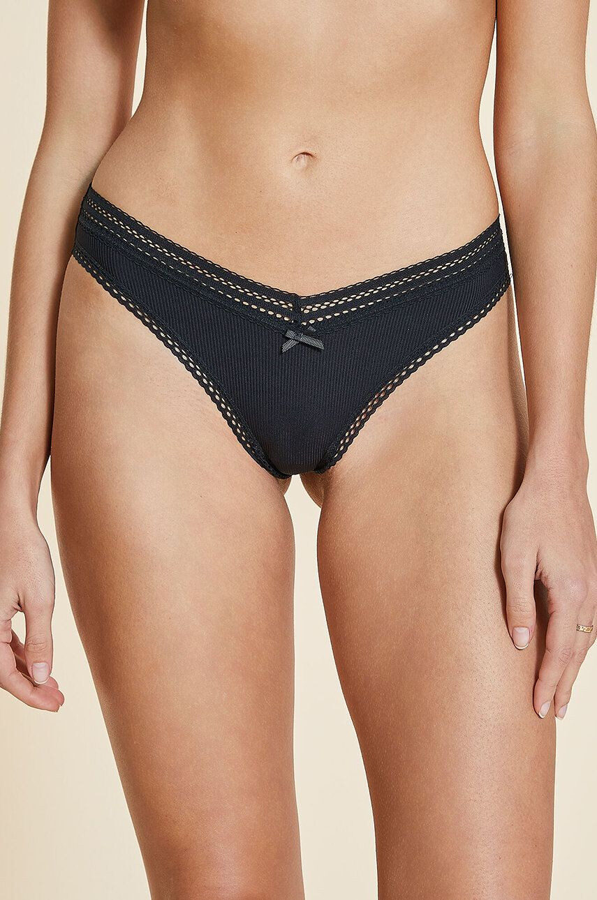 Etam Spodnjice Power - Tanga V-shape - Noir črna barva - Pepit.si