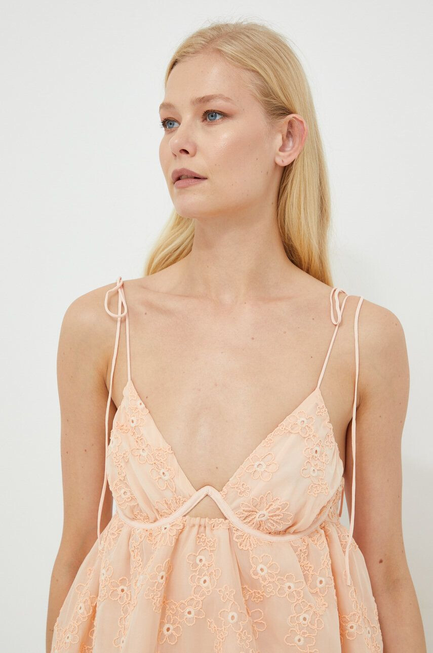 For Love & Lemons Obleka oranžna barva - Pepit.si