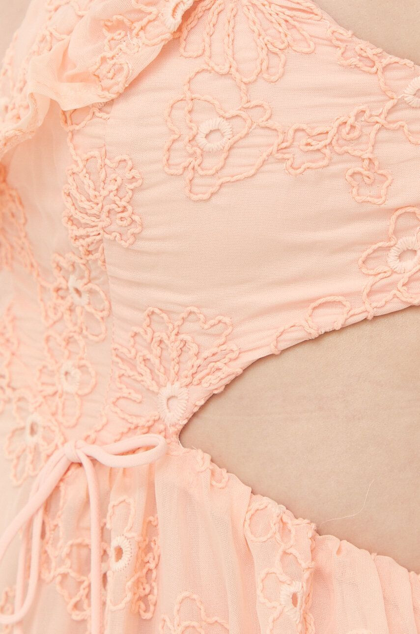 For Love & Lemons Obleka oranžna barva - Pepit.si