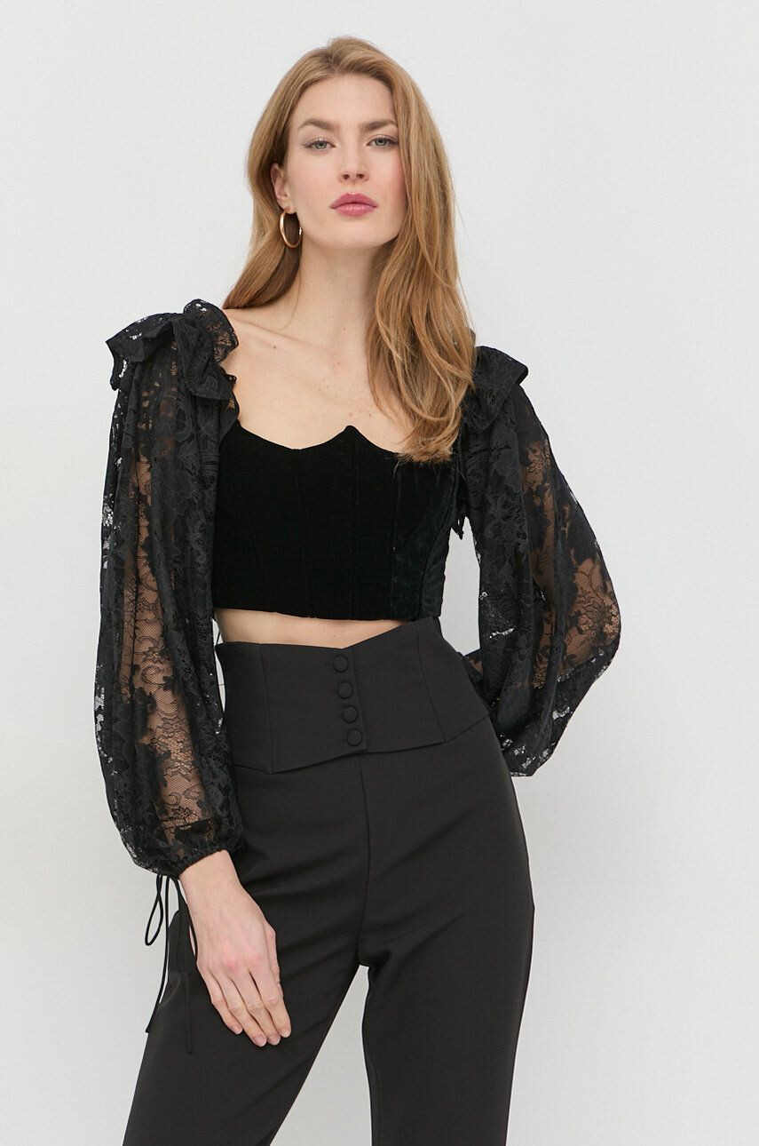 For Love & Lemons Top ženska črna barva - Pepit.si