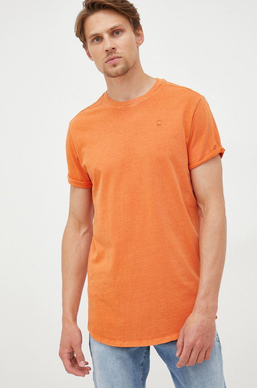 G-Star Raw Bombažen t-shirt oranžna barva - Pepit.si