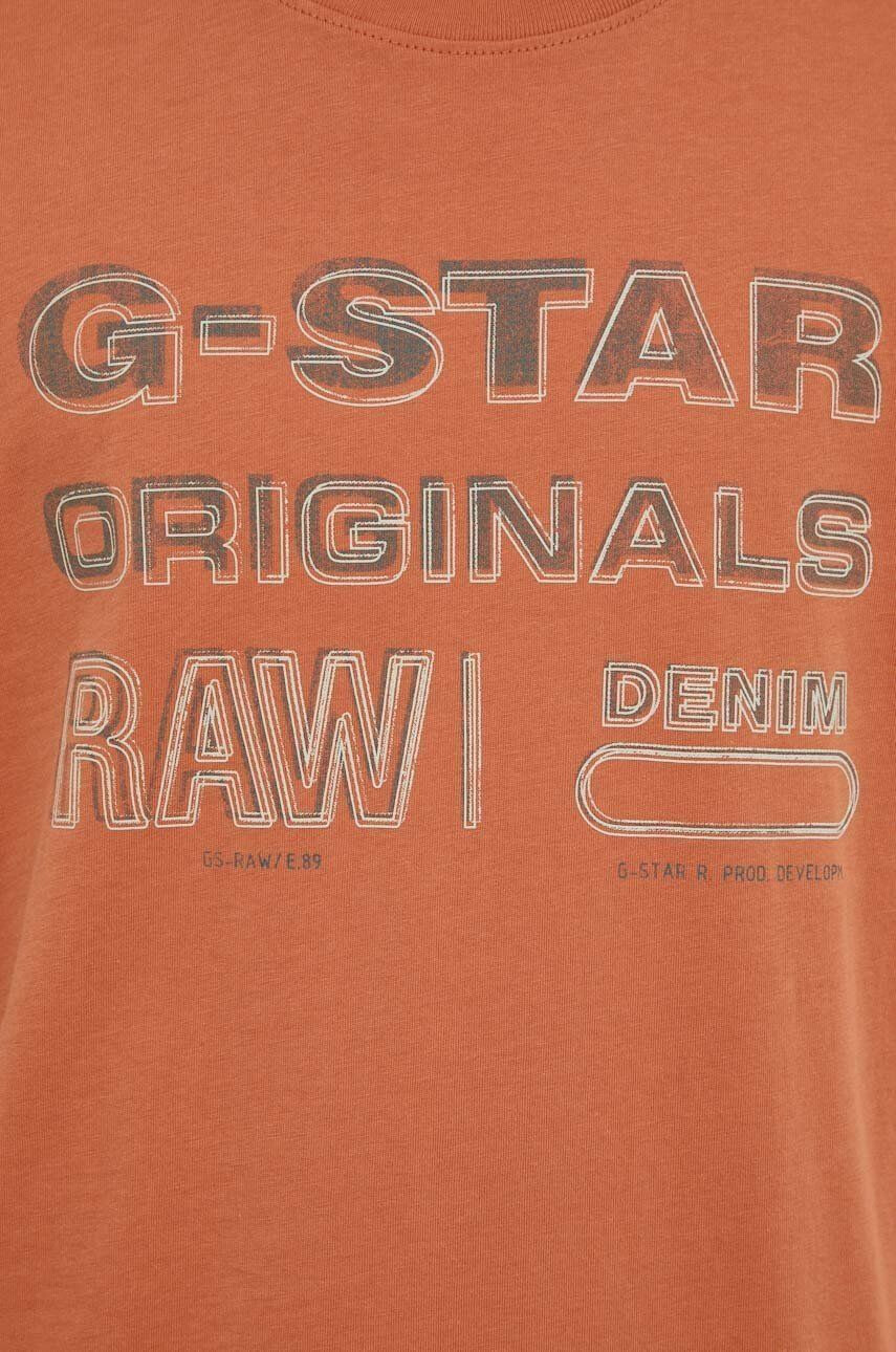 G-Star Raw Bombažna kratka majica oranžna barva - Pepit.si