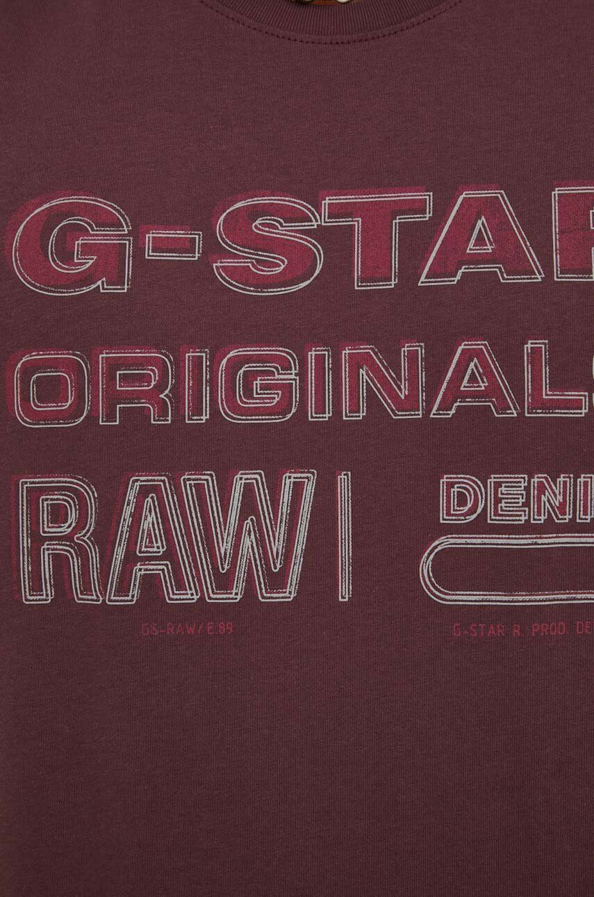 G-Star Raw Bombažna kratka majica bordo barva - Pepit.si