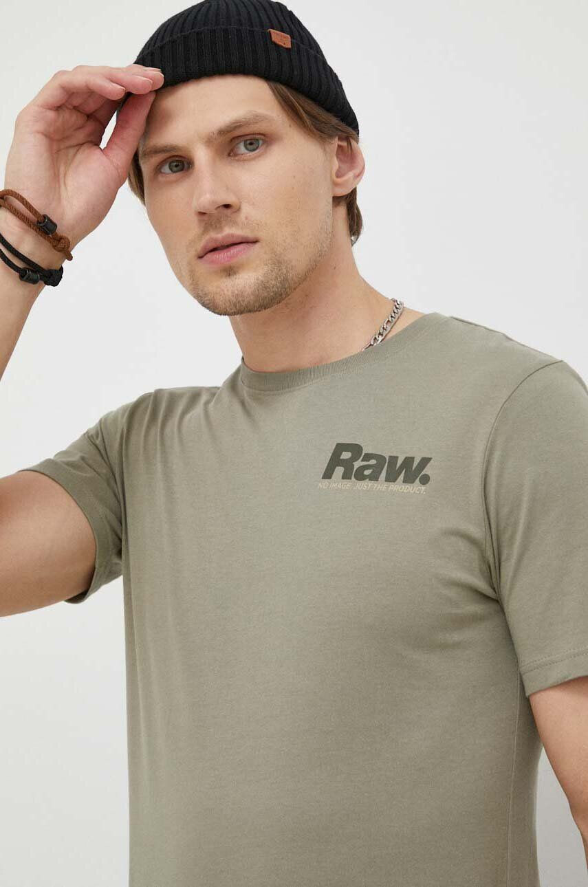 G-Star Raw Bombažna kratka majica zelena barva - Pepit.si