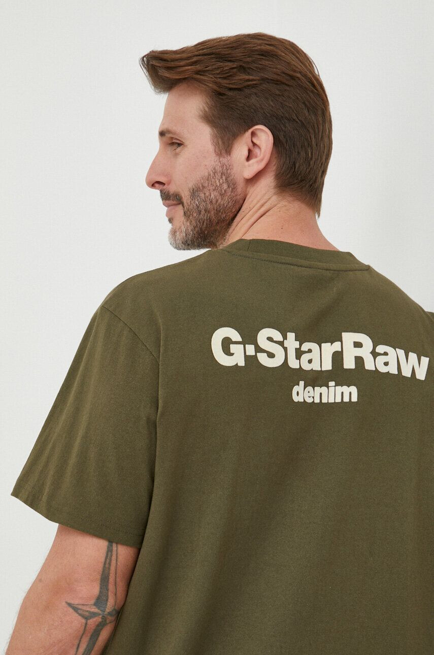 G-Star Raw Bombažna kratka majica zelena barva - Pepit.si