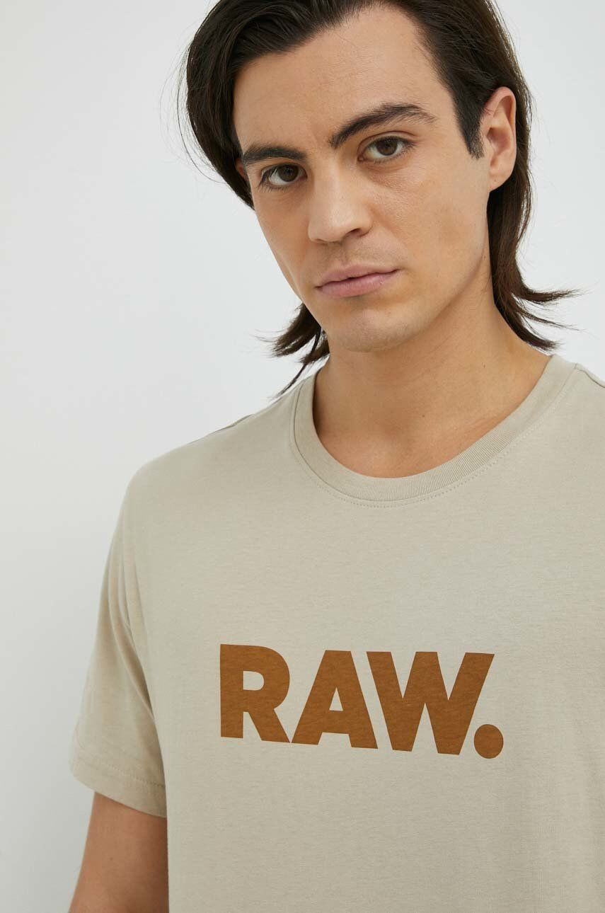 G-Star Raw Bombažna kratka majica bež barva - Pepit.si