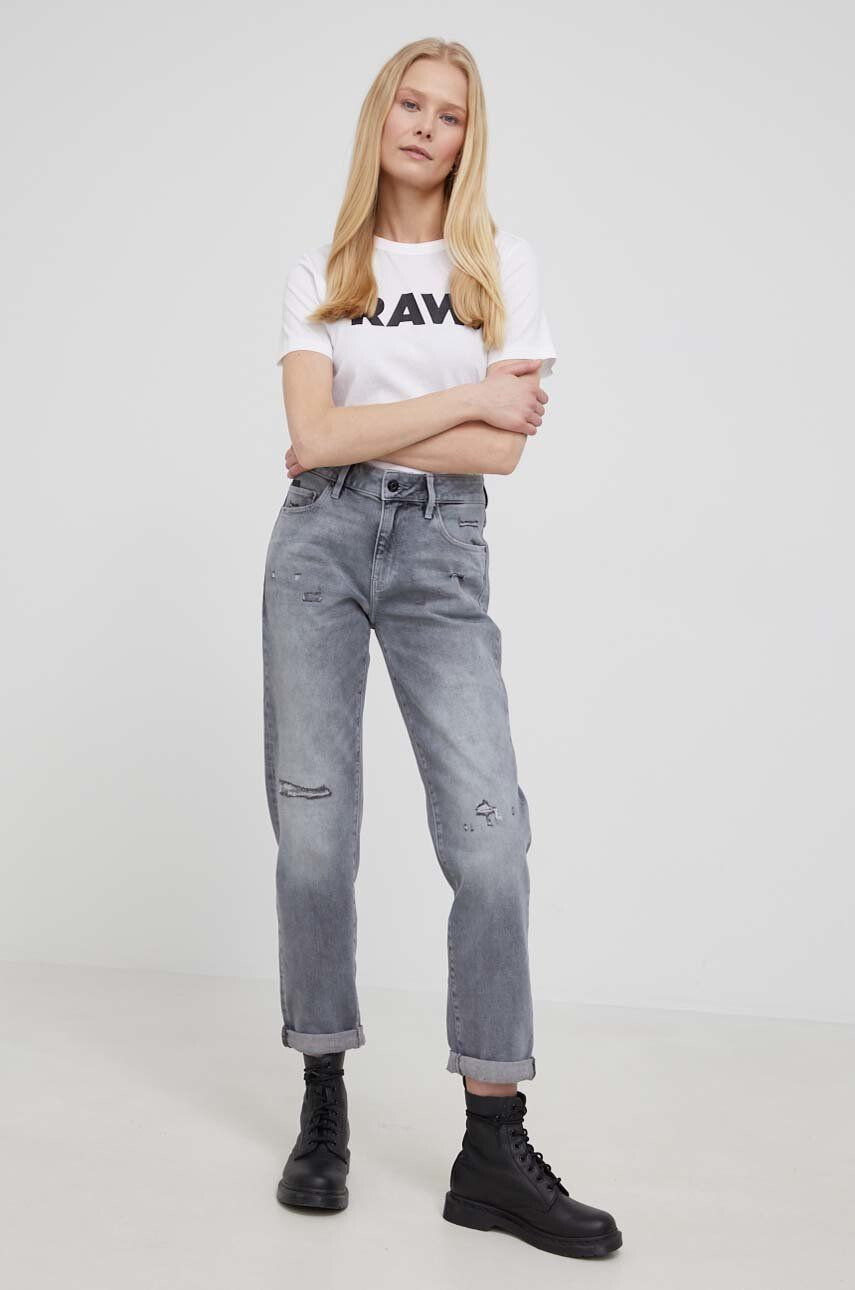 G-Star Raw Bombažna kratka majica bela barva - Pepit.si