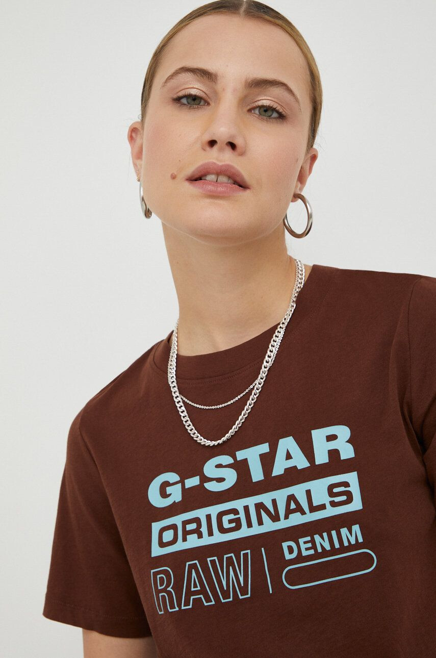 G-Star Raw Kratka majica ženski rjava barva - Pepit.si