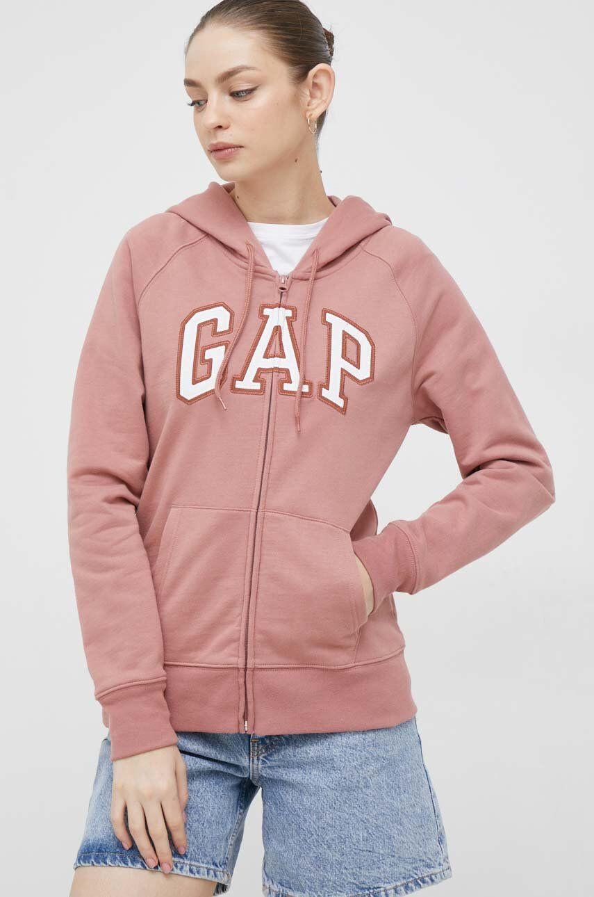 Gap Bluza ženska rjava barva s kapuco - Pepit.si