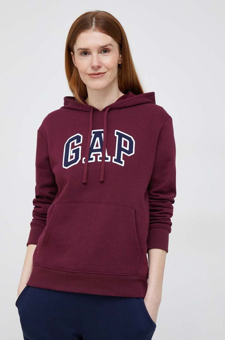 Gap Bluza ženska bordo barva s kapuco - Pepit.si