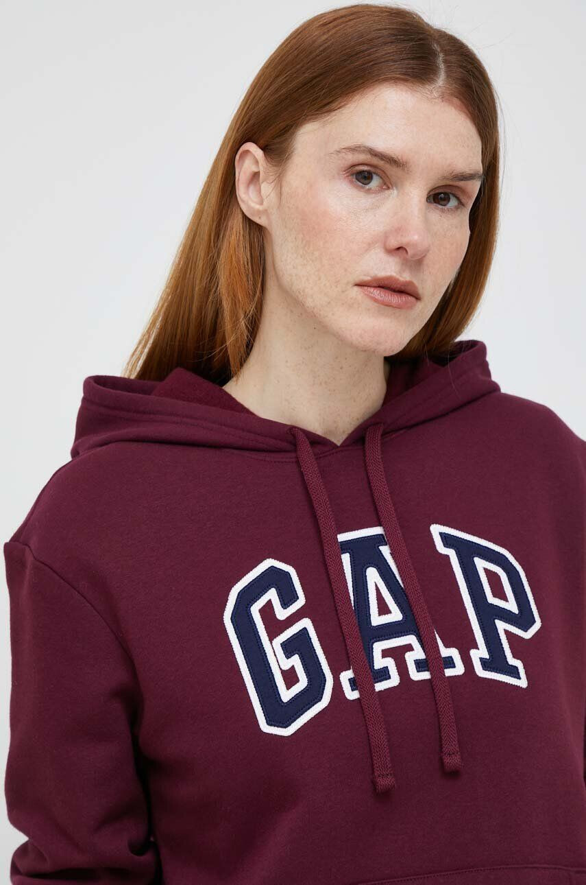 Gap Bluza ženska bordo barva s kapuco - Pepit.si