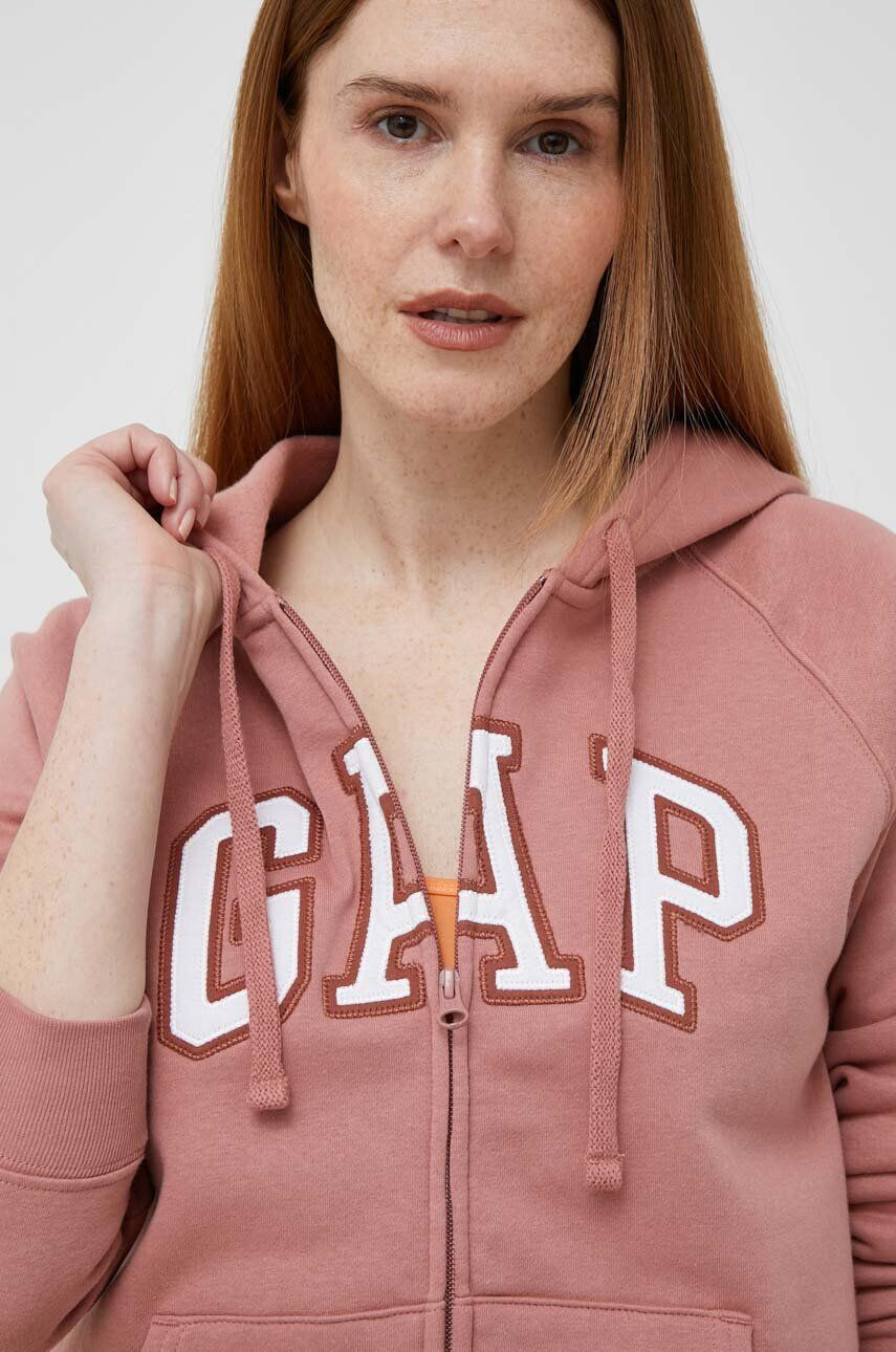 Gap Bluza ženska roza barva s kapuco - Pepit.si