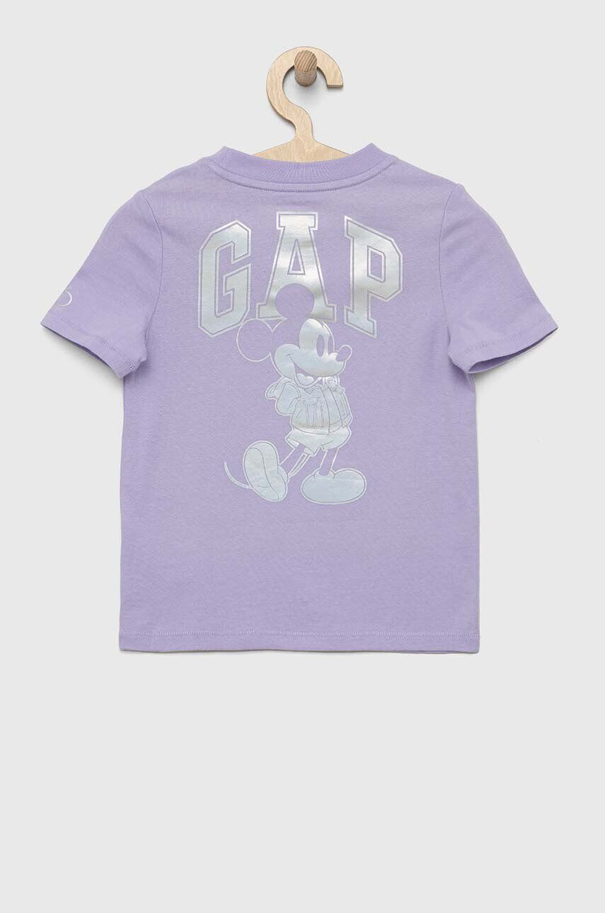 Gap Otroška bombažna kratka majica x Disney vijolična barva - Pepit.si