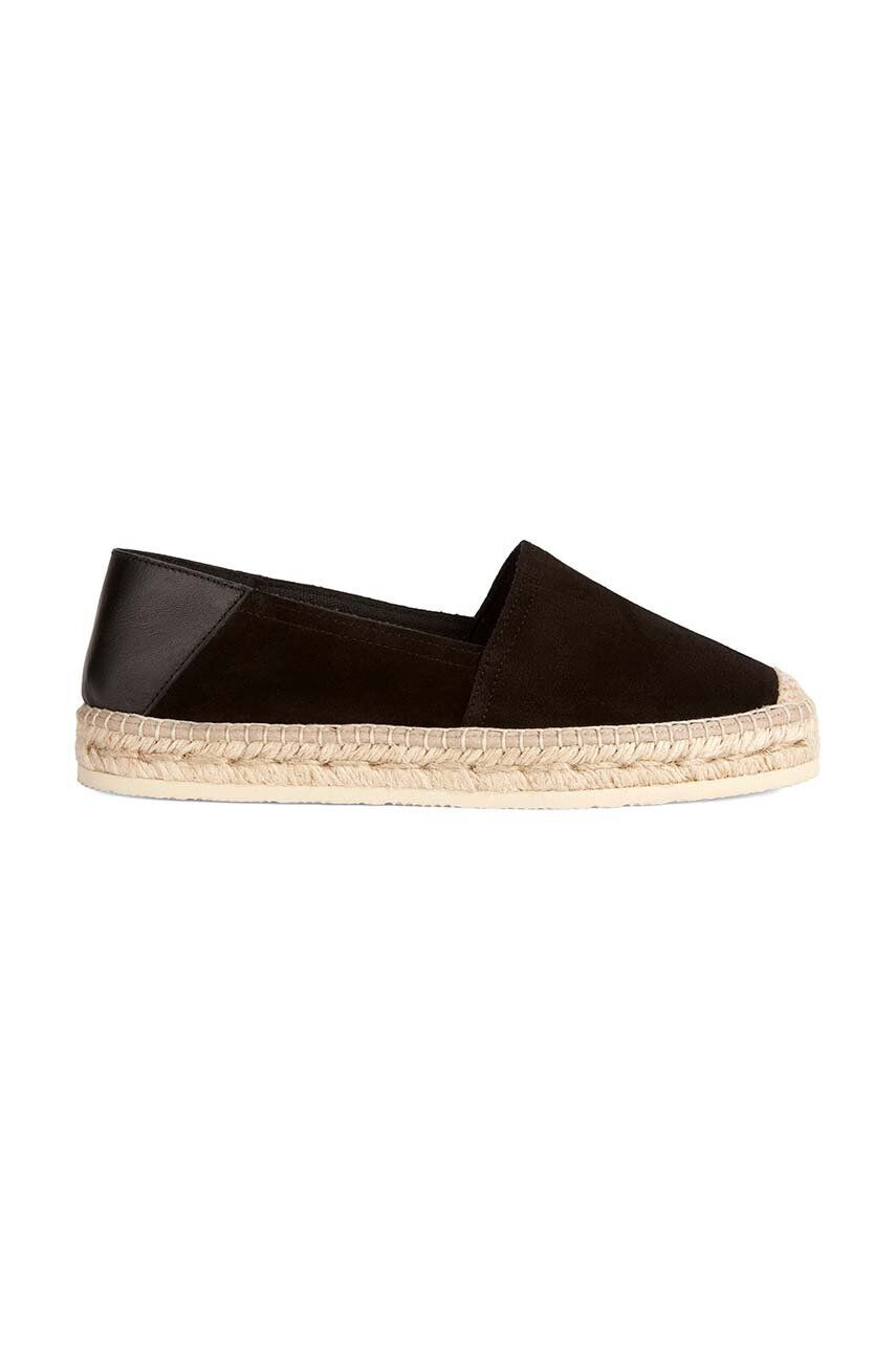 Geox Usnjene espadrile D LAMPEDUSA črna barva D35V0A 02285 C9999 - Pepit.si