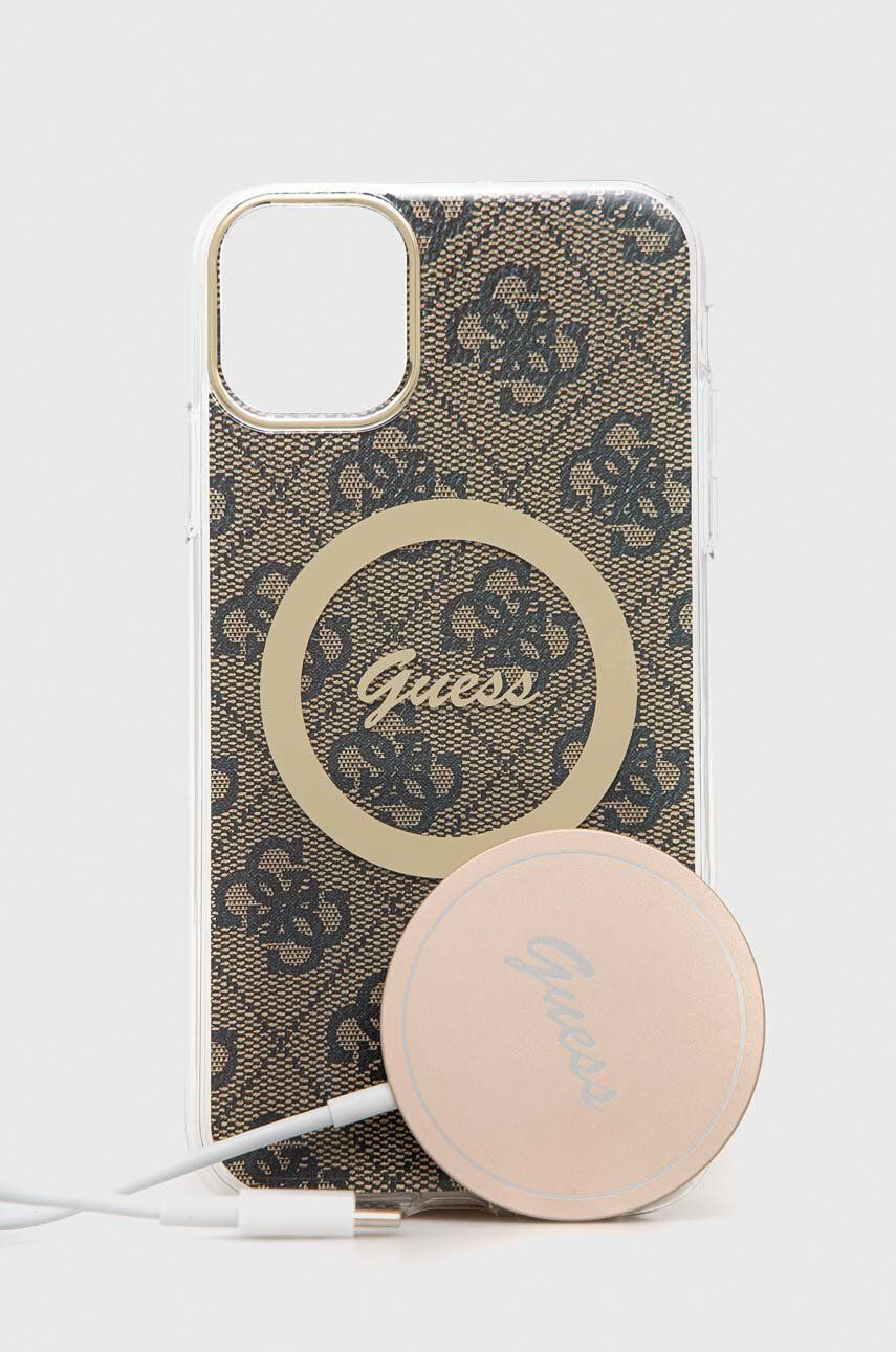 Guess Etui za telefon in polnilec iPhone 11 61'' rjava barva - Pepit.si